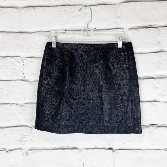 J. Crew Women's Black Metallic Mini Skirt Size 2 Short - Picture 2 of 7